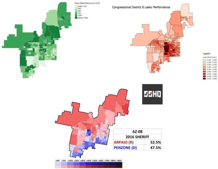 AZ-08 Returned Ballot Geography — Republican vs. Democratic Areas